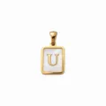 Gouden roestvrij staal moeder van parel vierkante letter U hanger DIY sieraden accessoire - Letter U / 5 Stuks/Verpakking