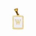 Gold Edelstahl quadratisch Buchstabe W Anhänger DIY Schmuck Zubehör Halskette Charm - Buchstabe W