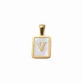 Titanium staal verguld moedersparel vierkante letter V hanger DIY sieraden accessoire - Letter V / 5 Stuks/Verpakking