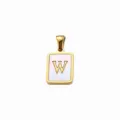 Gouden titanium staal moeders parel letter W vierkante hanger sieraden DIY accessoire - Letter W / 5 Stuks/Verpakking