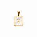 Goud verguld titanium staal vierkante schelp letter X hanger voor DIY sieraden ketting armband. - Letter X / 5 Stuks/Verpakking