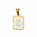 Edelstahl goldener quadratischer weißer Emaillierter Buchstabe Z Anhänger für DIY Schmuck - Buchstabe Z