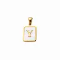 Gouden titanium staal vierkante schelp hanger ketting accessoire letter Y sieraden charm. - Letter Y / 5 Stuks/Verpakking