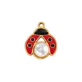 Titanstahl Marienkäfer Anhänger Gold Rot Schwarz Perle DIY Halskette Schmuck Zubehör Stil - 23 Künstliche Perlen-Marienkäfer