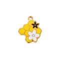 Goldene Titanstahl Waben Blumen Emaillierter Anhänger DIY Halskette Schmuck Zubehör - 30 Wabe Schwarz-Weiße Blume