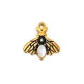 Goldfarbener Insekten Anhaenger DIY Titanstahl Charm mit Perlmutt fuer Halsschmuck Basteln - 31 Weißer Jade Einzelner Strass Biene