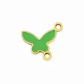 Edelstahl grüner Emaille Schmetterling Verbinder Anhänger für DIY Schmuckherstellung 1Stk - 39 Doppelring Grüner Schmetterling - Gold