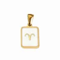 Gold plated stainless steel Aries zodiac pendant charm for DIY jewelry necklace making. - White Oil-Aries