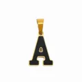 Goldener Edelstahl schwarzer Emaillierte Buchstabe A Anhänger für DIY Halskette Accessoires - Buchstabe A