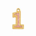 Colgante número 1 dorado esmalte purpurina rosa acero inoxidable componente joyería DIY - Número 1 / Rosa Purpurina