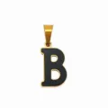 Goldener Buchstabe B Anhänger aus Edelstahl mit schwarzer Emaillierung für DIY-Schmuck. - Buchstabe B