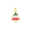 Christmas tree titanium steel enamel pendant detail, gold edge colorful DIY jewelry accessory. - Green White Red Christmas Tree