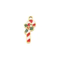 Christmas candy cane pendant detail, gold-plated titanium steel DIY jewelry accessory crafting. - Candy Cane Pendant
