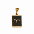 Pendentif zodiaque Bélier en acier inoxydable plaqué or émail noir accessoire de bijoux - Huile Noire-Bélier