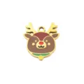 Close-up of cute Christmas reindeer titanium steel DIY pendant, smooth enamel finish. - Brown Elk
