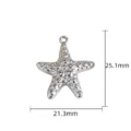 Vue détaillée du pendentif étoile de mer 3D en acier inoxydable 25,1x21,3 mm pour bijoux. - 41 Petites étoiles de mer à texture bombée