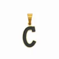 Goldfarbener Edelstahl Buchstabe C Anhänger mit schwarzer Emaillierung für DIY Halsketten - Buchstabe C