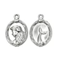 Stainless steel mermaid pendant DIY necklace bracelet silver jewelry fashion accessory charm - Double Sided Mermaid Oval Pendant (1)
