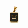 Pendentif Zodiaque Gémeaux en Acier Inoxydable Plaqué Or Émail Noir DIY Collier Accessoire - Huile Noire-Gémeaux
