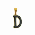 Goldener Edelstahl Buchstabe D Anhänger mit schwarzer Emaillierung für DIY Ketten Accessoires. - Buchstabe D