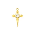 Goldener Kreuz Anhänger mit Zirkonia für DIY Halskette Schmuckherstellung Zubehör - Einzelner Strass Spitzes Kreuz