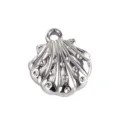 Pendentif coquillage en acier inoxydable DIY bijou marin argent strass charms - Coquille Saint-Jacques Incrustée de Strass (6)