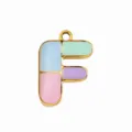 Colorful enamel letter F metal pendant DIY charm for bracelet necklace jewelry making. - Letter F