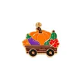 Enamel autumn harvest cart charm pendant with pumpkin and leaves for DIY jewelry making. - 19 Pumpkin Vegetable Cart