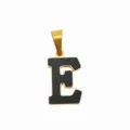 Minimalistischer Edelstahl Buchstabe E Gold Anhänger schwarze Emaillierung DIY Schmuck - Buchstabe E