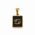 Pendentif Signe Du Zodiaque Cancer Plaqué Or Acier Inoxydable Émail Noir DIY Collier - Huile Noire-Cancer