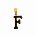 Goldfarbener Edelstahl schwarze Emaillierung Buchstabe F Anhänger DIY Schmuck Zubehör. - Buchstabe F