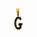 Goldener Buchstabe G Anhänger Edelstahl Schwarze Emaillierung DIY Halskette Schmuck - Buchstabe G