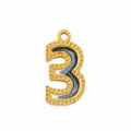 Colgante de número 3 de acero inoxidable dorado abalorio DIY para collar pendientes joyas - Número 3 / Degradado Azul y Blanco