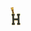Edelstahl schwarze Emaillierung Buchstabe H Anhänger, goldfarben DIY Halskette Schmuck. - Buchstabe H