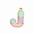 DIY alloy enamel letter J pendant colorful bubble capsule charm for necklace bracelet keyring 1pc - Letter J