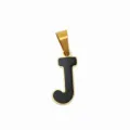 Edler Edelstahl goldener Buchstabe J Anhänger mit schwarzer Emaillierung, DIY Schmuck. - Buchstabe J