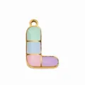 Gold-plated alloy enamel letter L pendant colorful capsule DIY jewelry accessory charm. - Letter L