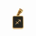 Stainless steel gold plated Sagittarius zodiac pendant with black enamel for DIY necklace - Black Oil-Sagittarius
