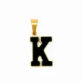 Edelstahl goldener Buchstabe K Anhänger mit schwarzem Tropfenöl für DIY Halskette. - Buchstabe K