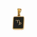 Stainless Steel Gold Plated Capricorn Zodiac Pendant DIY Necklace Jewelry Accessory - Black Oil-Capricorn