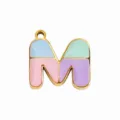 DIY alloy enamel multi-color letter M capsule pendant for necklace bracelet jewelry making - Letter M