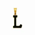 Goldener Buchstabe L Anhänger schwarze Emaillierung Edelstahl DIY Schmuck Zubehör. - Buchstabe L