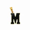 Minimalistischer Edelstahl schwarzes Öl Buchstabe M Gold Anhänger DIY Halskette Schmuck Zubehör - Buchstabe M