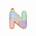 DIY enamel multi-color letter N metal pendant charm for bracelet necklace jewelry accessories. - Letter N