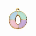 DIY Enamel Letter Charm Gold Alloy Pastel Color Pendant for Necklace Bracelet Jewelry Making - Letter O