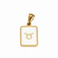 Gold Plated Stainless Steel Taurus Zodiac Pendant White Enamel DIY Necklace Jewelry Accessory - White Oil-Taurus