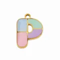 DIY Pastel Enamel Letter P Pendant Gold Edge Colorful Capsule Charm for Jewelry Making - Letter P