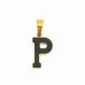 Edler goldfarbener Edelstahl Buchstabe P Anhänger mit schwarzer Emaillierung für Schmuck. - Buchstabe P