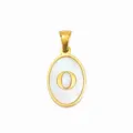 Gold-plated stainless steel white mother-of-pearl letter O oval pendant DIY necklace jewelry - Oval Shell Letter O