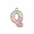 Gold alloy enamel letter Q charm pendant for DIY handmade bracelet necklace jewelry making. - Letter Q